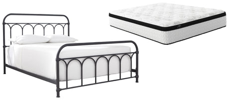 Nashburg Queen Metal Bed with Mattress in Black from Ashley - Luna Furniture