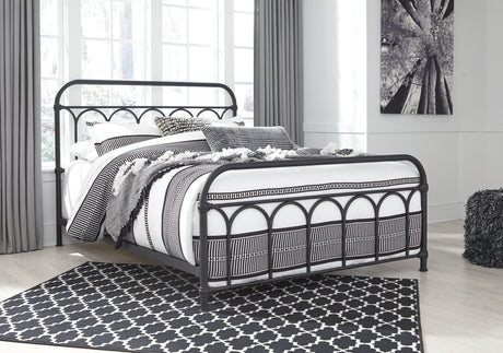 Nashburg Queen Metal Bed with Mattress in Black from Ashley - Luna Furniture