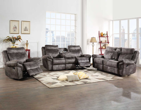 Nashville Gray Reclining Sofa w/Drop-Down Console from Steve Silver - Luna Furniture