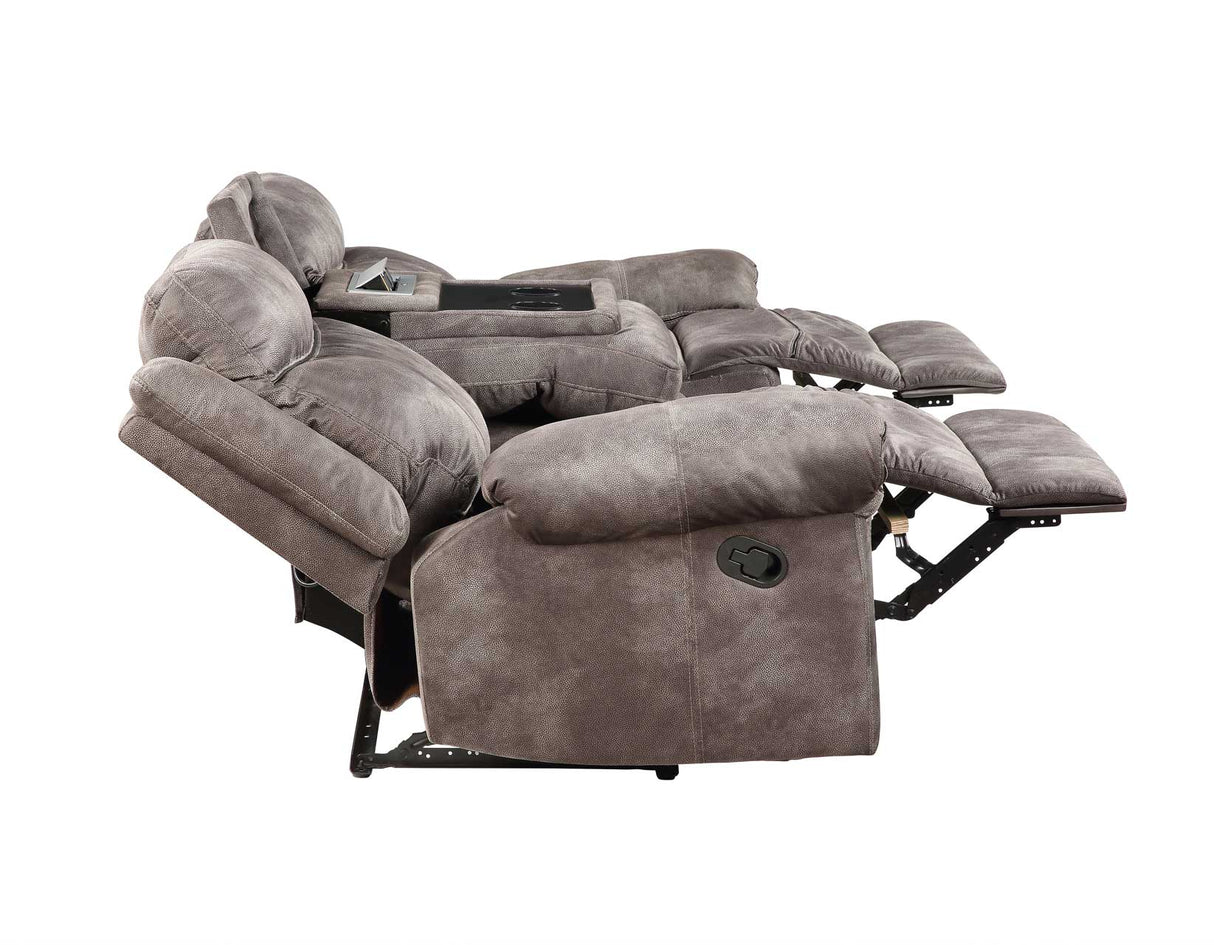 Nashville Gray Reclining Sofa w/Drop-Down Console from Steve Silver - Luna Furniture