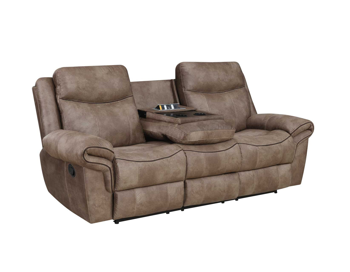 Nashville Cocoa Reclining Sofa with Drop-Down Console from Steve Silver - Luna Furniture