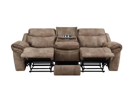 Nashville Cocoa Reclining Sofa with Drop-Down Console from Steve Silver - Luna Furniture
