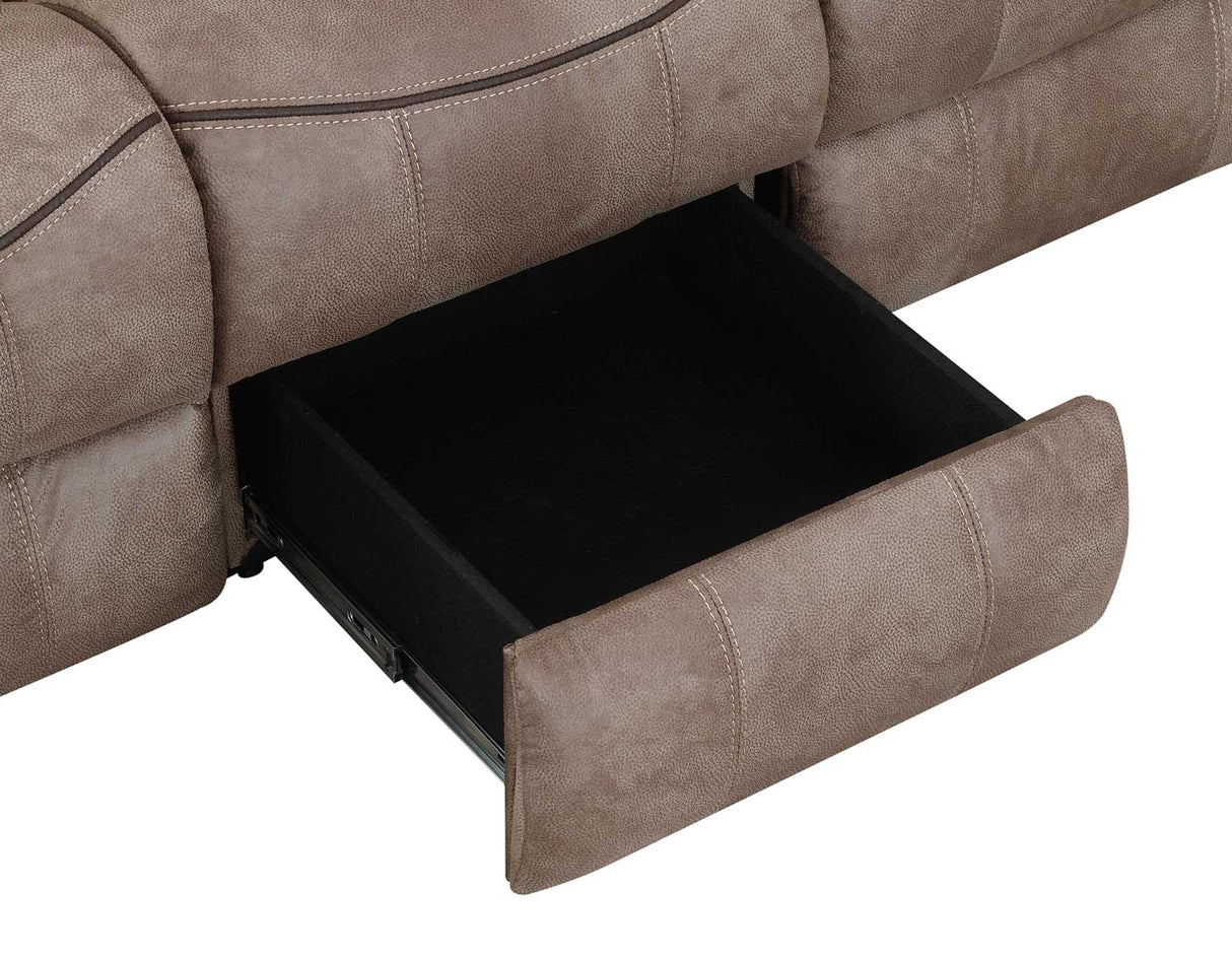 Nashville Cocoa Reclining Sofa with Drop-Down Console from Steve Silver - Luna Furniture