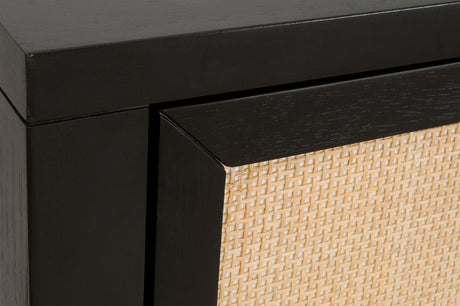 Holland Media Sideboard in Brushed Black Acacia, Natural Rattan from Essentials For Living - Luna Furniture