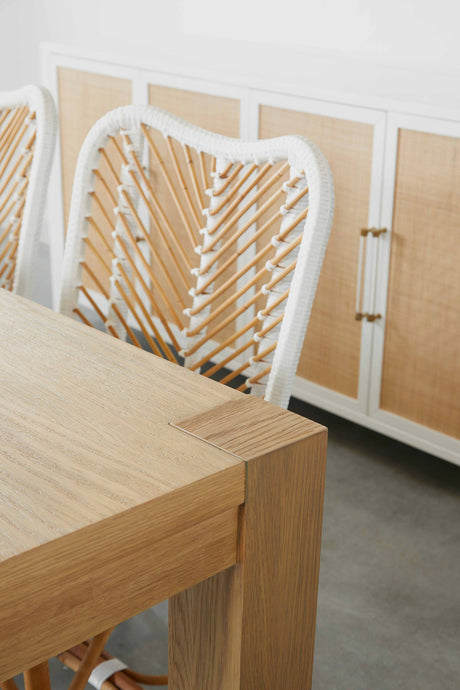 Holland Media Sideboard in Matte White, Natural Rattan from Essentials For Living - Luna Furniture