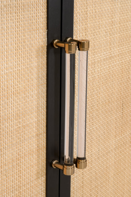 Holland Media Sideboard in Brushed Black Acacia, Natural Rattan from Essentials For Living - Luna Furniture