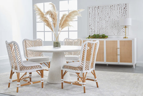Holland Media Sideboard in Matte White, Natural Rattan from Essentials For Living - Luna Furniture