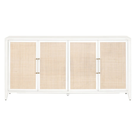 Holland Media Sideboard in Matte White, Natural Rattan from Essentials For Living - Luna Furniture