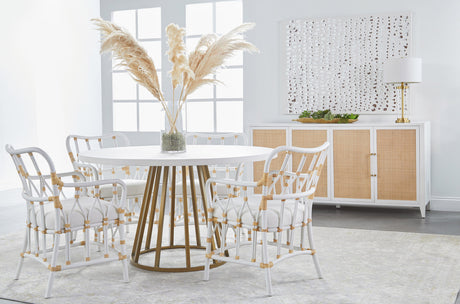 Holland Media Sideboard in Matte White, Natural Rattan from Essentials For Living - Luna Furniture