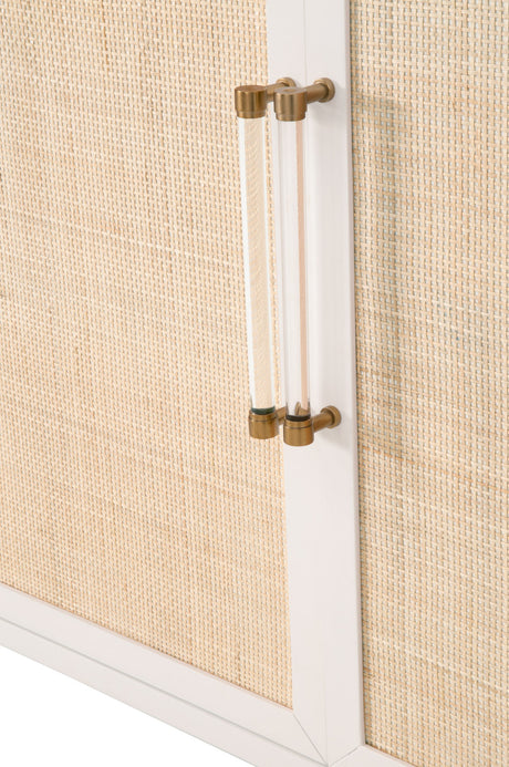 Holland Media Sideboard in Matte White, Natural Rattan from Essentials For Living - Luna Furniture