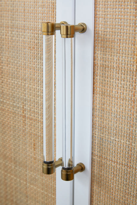 Holland Media Sideboard in Matte White, Natural Rattan from Essentials For Living - Luna Furniture