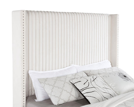 Natasha Cream 69-inch Upholstered Eastern King Wingback Bed from Coaster - Luna Furniture