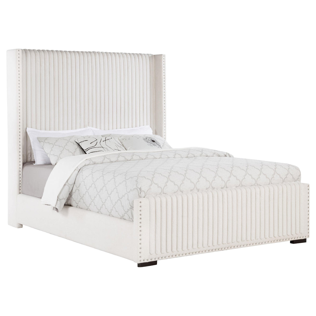 Natasha Cream 69-inch Upholstered Queen Wingback Bed from Coaster - Luna Furniture