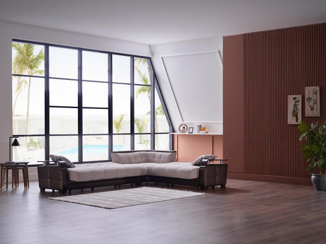 Natural Nivus Beige Sleeper Sectional from Bellona - Luna Furniture