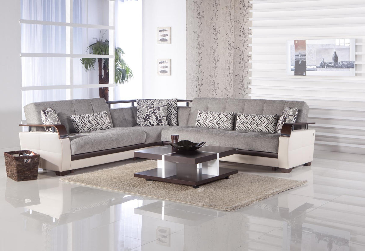 Natural Valencia Gray Storage Sleeper Sectional from Bellona - Luna Furniture