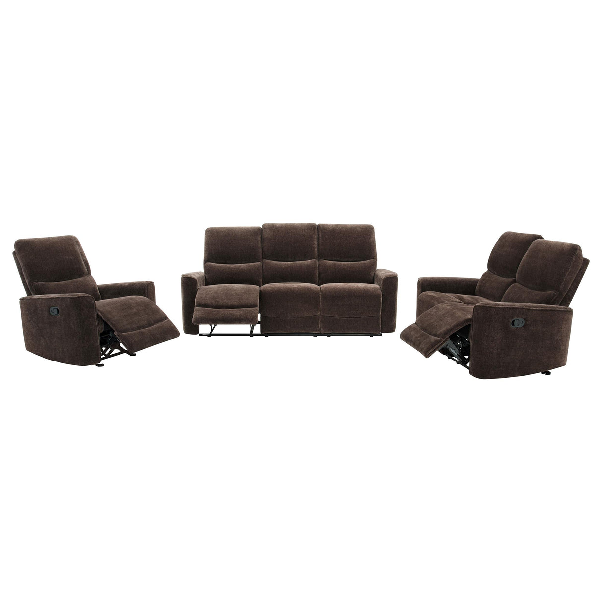 Navarro Dark Brown 3-Piece Upholstered Reclining Sofa Set from Coaster - Luna Furniture
