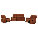 Navarro Orange 3-Piece Upholstered Reclining Living Room Set from Coaster - Luna Furniture