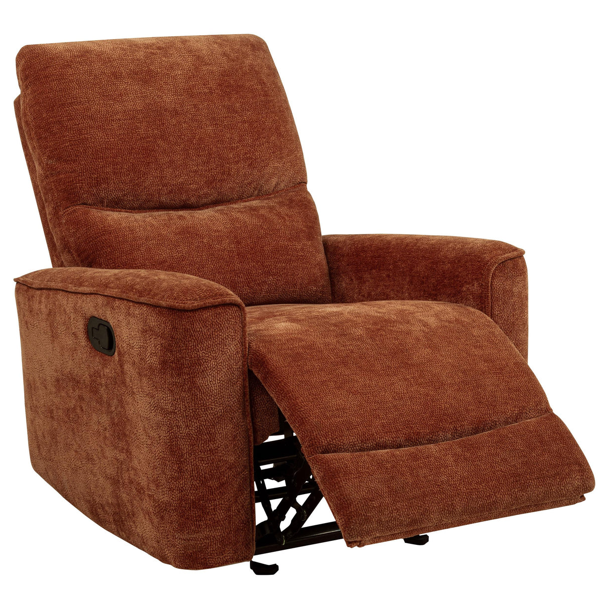 Navarro Burnt Orange Chenille Upholstered Glider Recliner from Coaster - Luna Furniture