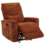 Navarro Burnt Orange Chenille Upholstered Glider Recliner from Coaster - Luna Furniture