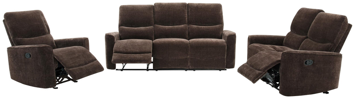 Navarro Dark Brown Chenille Reclining Living Room Set from Coaster - Luna Furniture