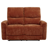 Navarro Burnt Orange Chenille Upholstered Reclining Loveseat from Coaster - Luna Furniture