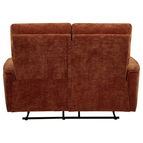 Navarro Burnt Orange Chenille Upholstered Reclining Loveseat from Coaster - Luna Furniture