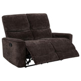 Navarro Dark Brown Chenille Upholstered Reclining Loveseat from Coaster - Luna Furniture