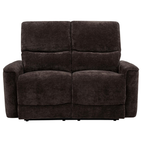 Navarro Dark Brown Chenille Upholstered Reclining Loveseat from Coaster - Luna Furniture