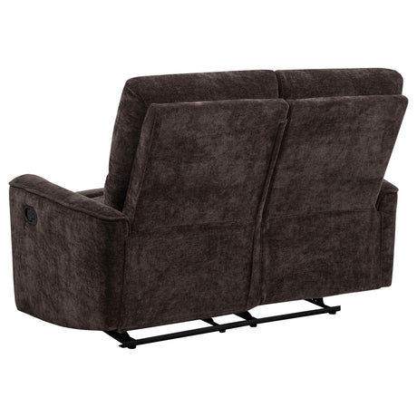 Navarro Dark Brown Chenille Upholstered Reclining Loveseat from Coaster - Luna Furniture