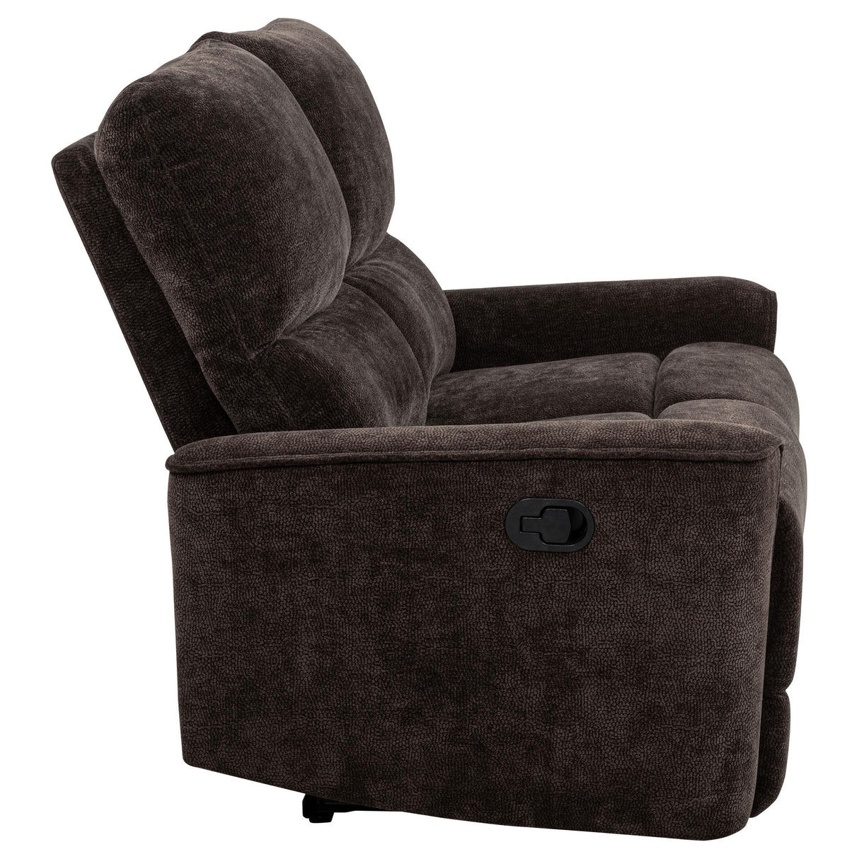 Navarro Dark Brown Chenille Upholstered Reclining Loveseat from Coaster - Luna Furniture