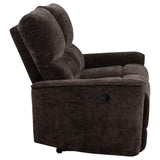 Navarro Dark Brown Chenille Upholstered Reclining Loveseat from Coaster - Luna Furniture