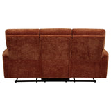 Navarro Burnt Orange Chenille Upholstered Reclining Sofa from Coaster - Luna Furniture