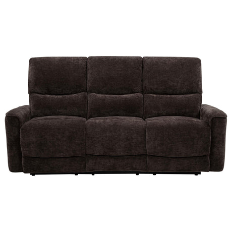 Navarro Dark Brown Chenille Upholstered Reclining Sofa from Coaster - Luna Furniture