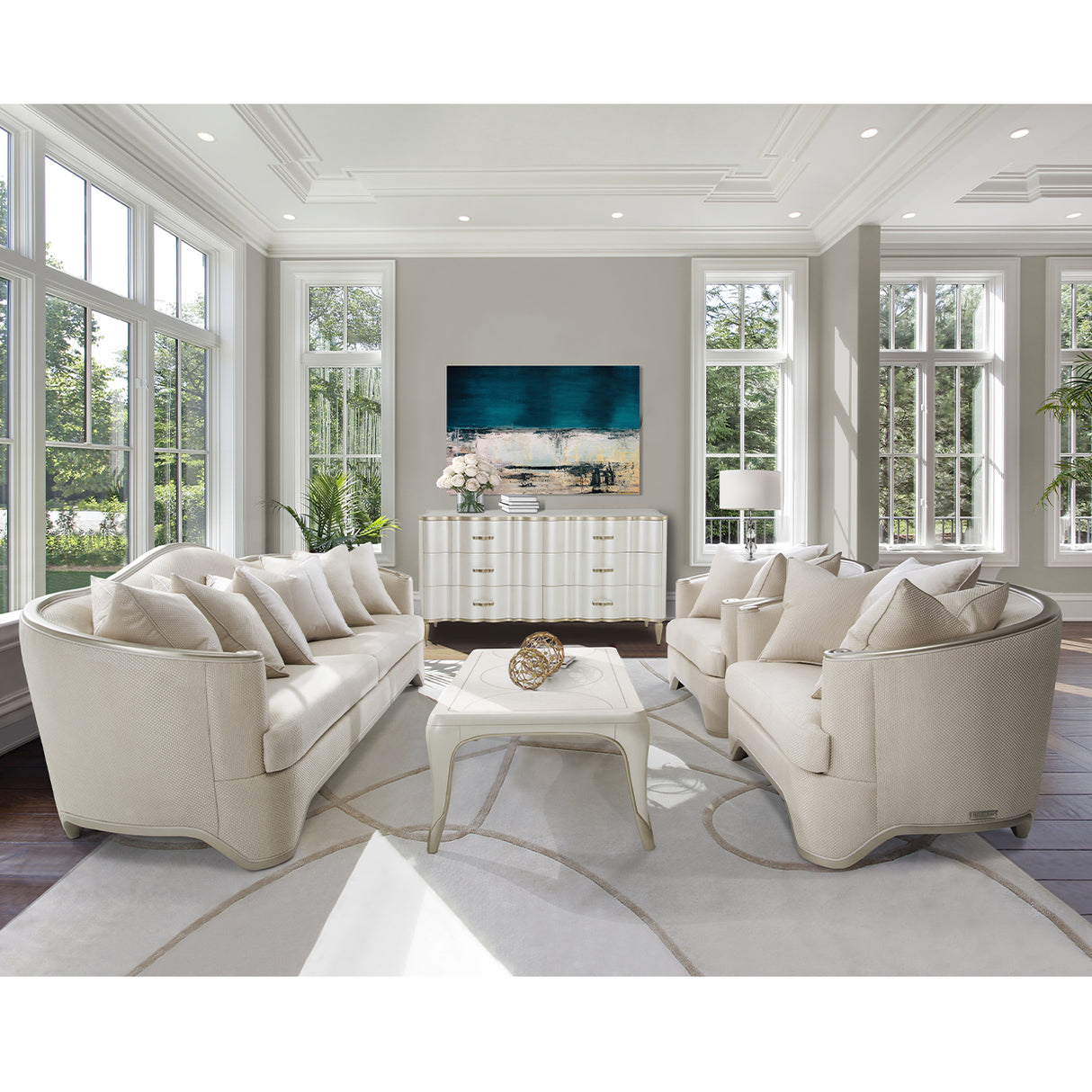 London Place Lt. Champagne Chair & A Half from Michael Amini - Luna Furniture