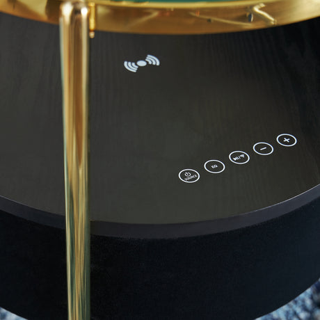 Nedman Black/Gold Finish Accent Table with Speaker from Ashley - Luna Furniture