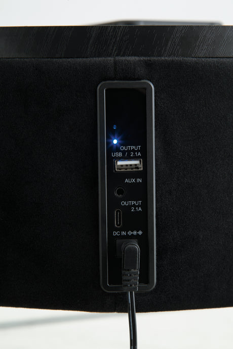 Nedman Black/Gold Finish Accent Table with Speaker from Ashley - Luna Furniture