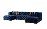 Neva Blue Velvet Double Chaise Sectional from Nova Furniture - Luna Furniture