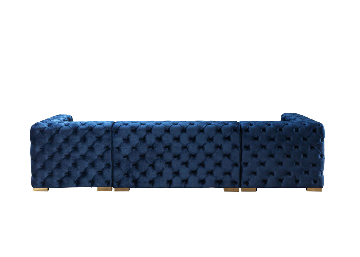 Neva Blue Velvet Double Chaise Sectional from Nova Furniture - Luna Furniture