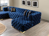 Neva Blue Velvet Double Chaise Sectional from Nova Furniture - Luna Furniture