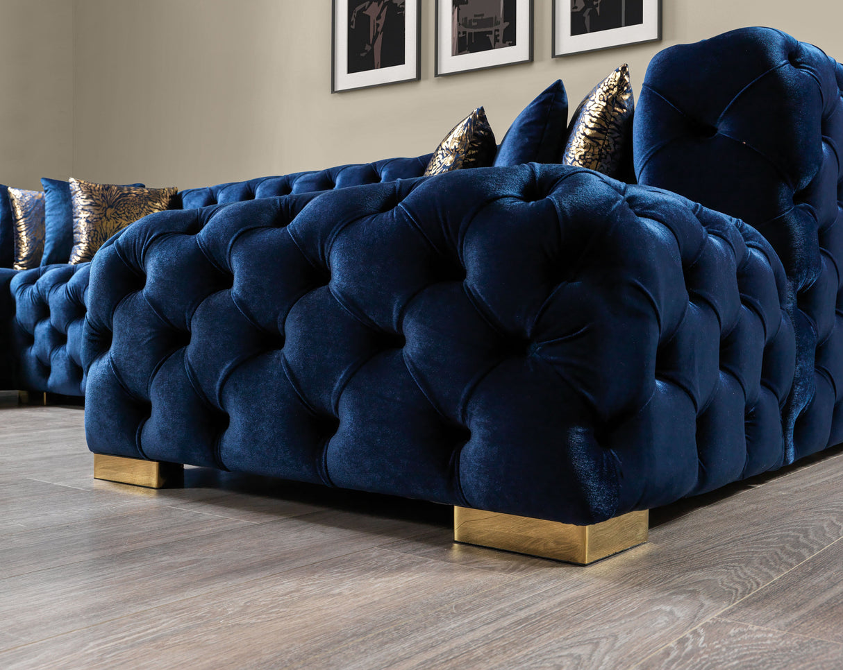 Neva Blue Velvet Double Chaise Sectional from Nova Furniture - Luna Furniture