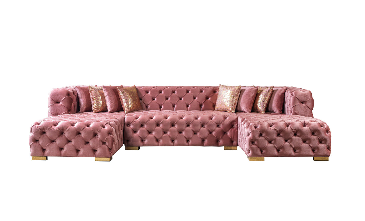 Neva Pink Velvet Double Chaise Sectional from Nova Furniture - Luna Furniture
