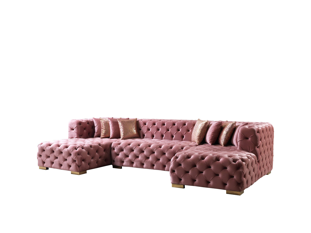 Neva Pink Velvet Double Chaise Sectional from Nova Furniture - Luna Furniture