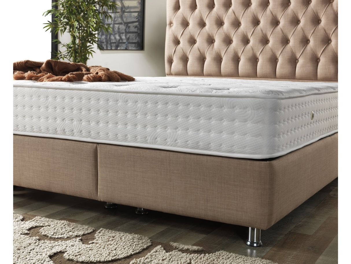 Nevada King Storage Bed With Headboard in Cream from Furnia - Luna Furniture