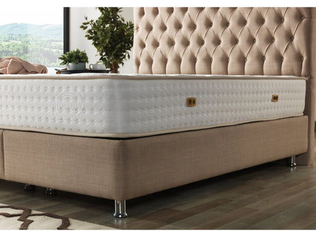 Nevada King Storage Bed With Headboard in Cream from Furnia - Luna Furniture