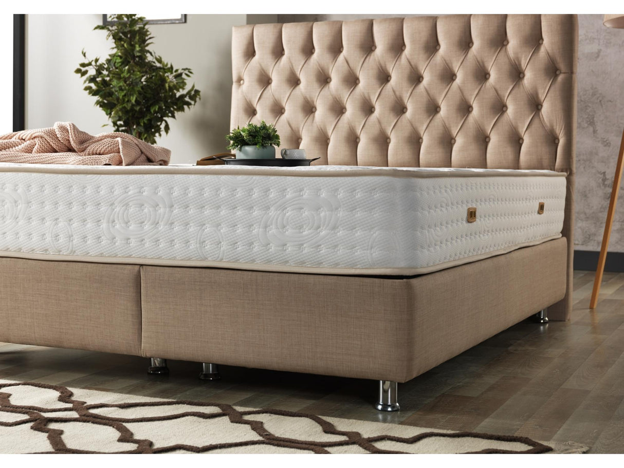 Nevada Twin Storage Bed With Headboard in Cream from Furnia - Luna Furniture