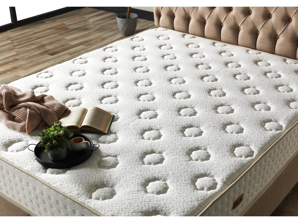 Nevada King Storage Bed With Headboard in Cream from Furnia - Luna Furniture