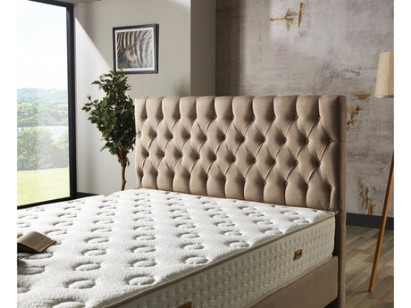 Nevada Queen Storage Bed With Headboard in Cream from Furnia - Luna Furniture