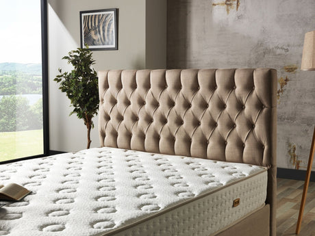 Nevada King Storage Bed With Headboard in Cream from Furnia - Luna Furniture