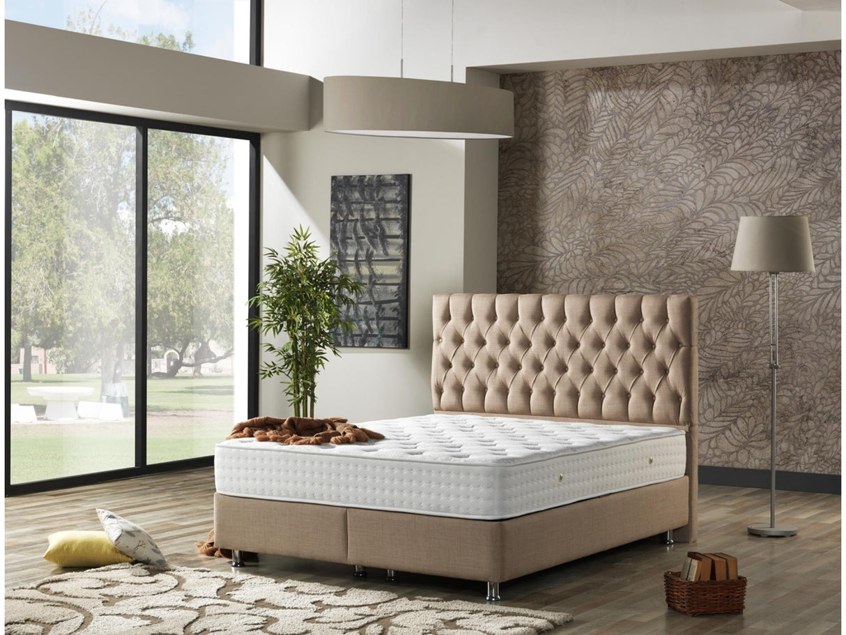 Nevada Twin Storage Bed With Headboard in Cream from Furnia - Luna Furniture
