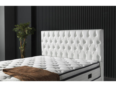 Nevada Full Storage Bed With Headboard Vinyl in White from Furnia - Luna Furniture